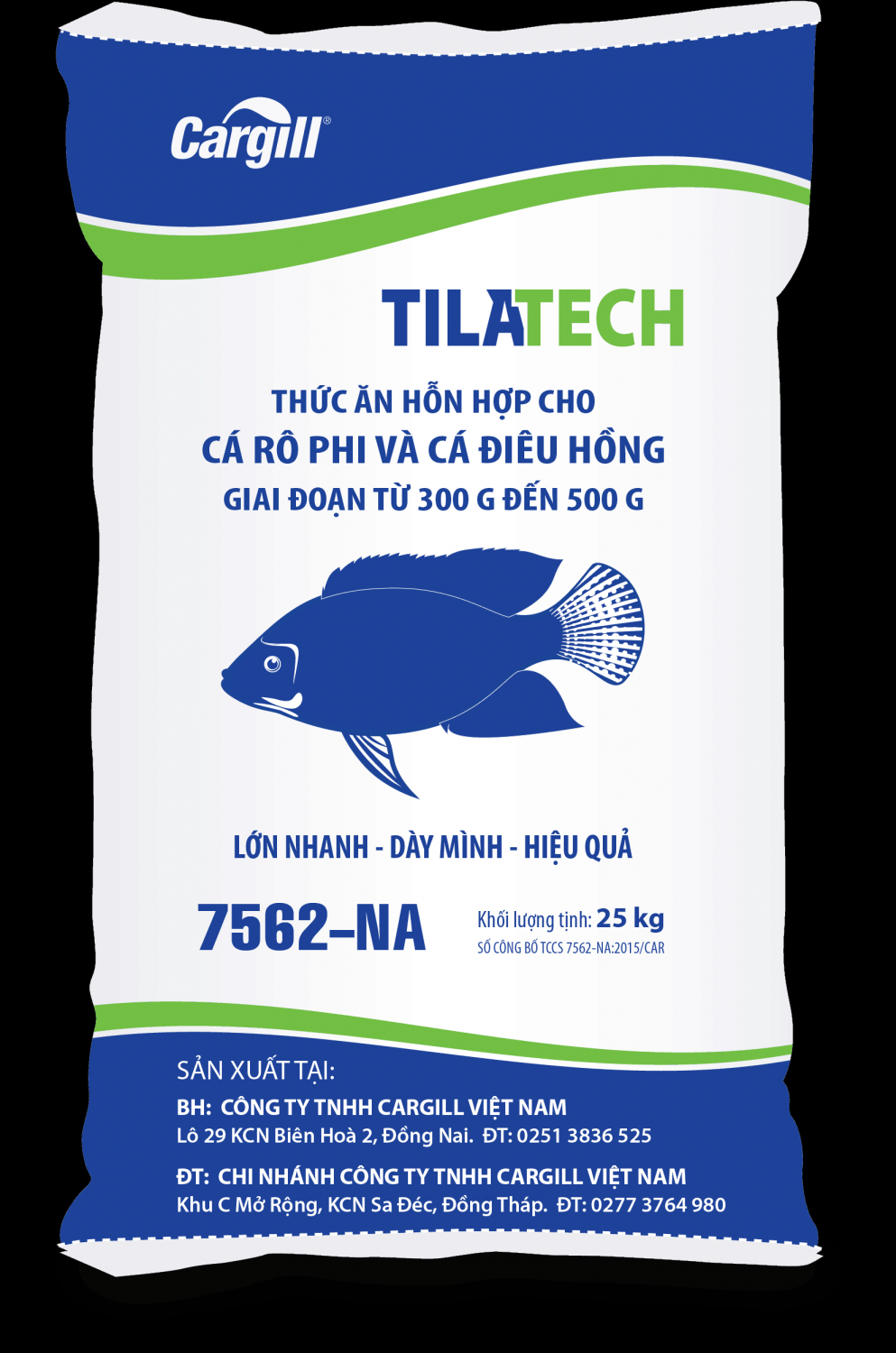 THỨC ĂN HỖN HỢP CHO CÁ RÔ PHI VÀ CÁ ĐIÊU HỒNG TILATECH 7562-NA GIAI ĐOẠN TỪ 300G ĐẾN 500G